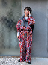 リラックス・ワイド・パンツ - 幾何学・暮れ色のモザイク -