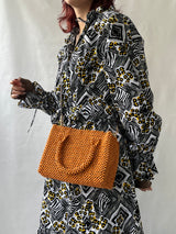 Paper-BeadedColorful bag with strap -orange-