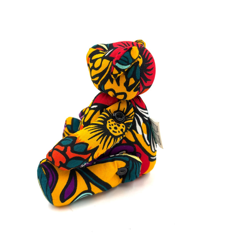 アフリカンプリント・テディベアw/ギフトバッグ - ナイト・ジャングル -