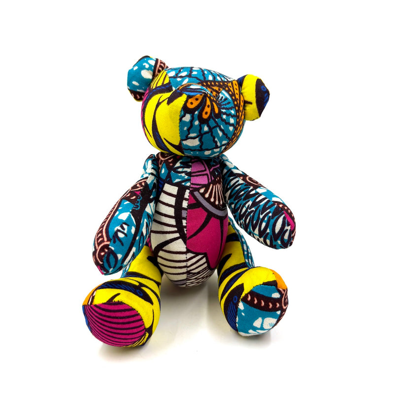 アフリカンプリント・テディベアw/ギフトバッグ - トロピカル・パッチ -