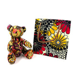 アフリカンプリント・テディベアw/ギフトバッグ - ローズ・サークル -