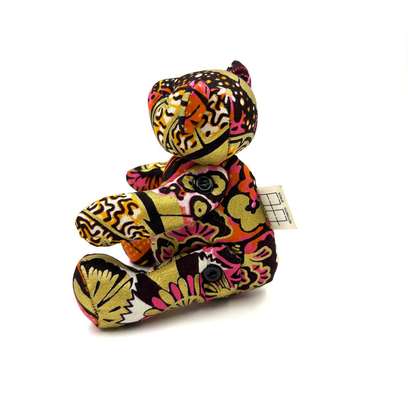 アフリカンプリント・テディベアw/ギフトバッグ - ローズ・サークル -