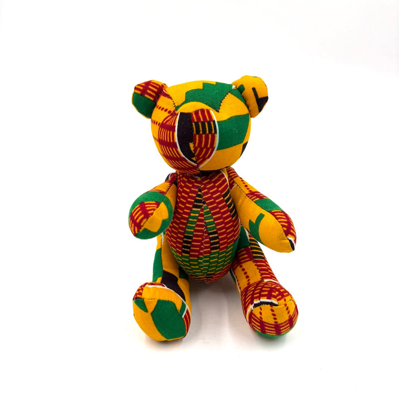 アフリカンプリント・テディベアw/ギフトバッグ - サンシャイン・モザイク -