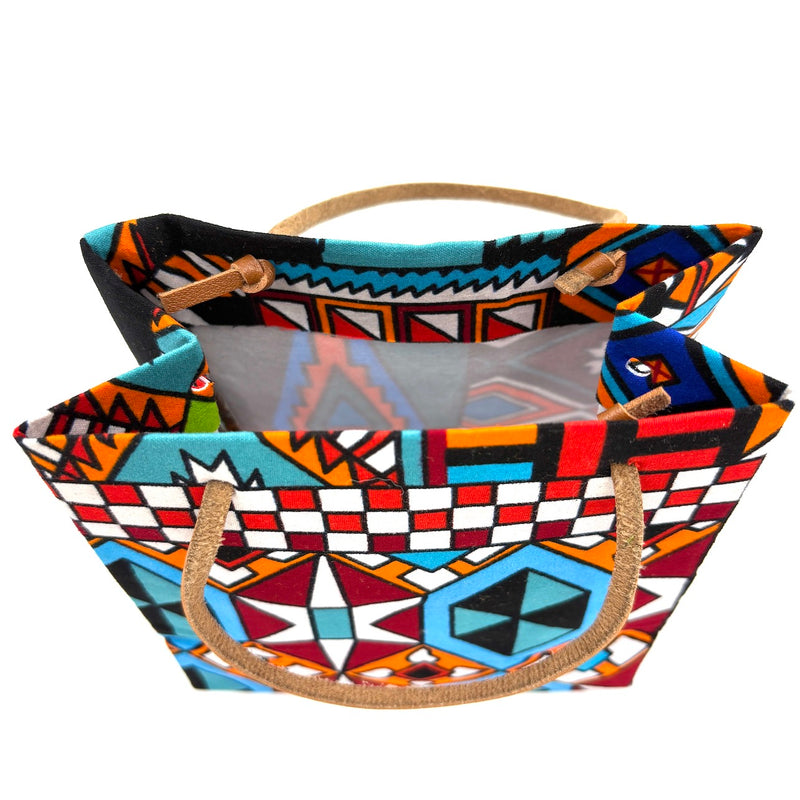アフリカンプリント・テディベアw/ギフトバッグ - サンシャイン・モザイク -