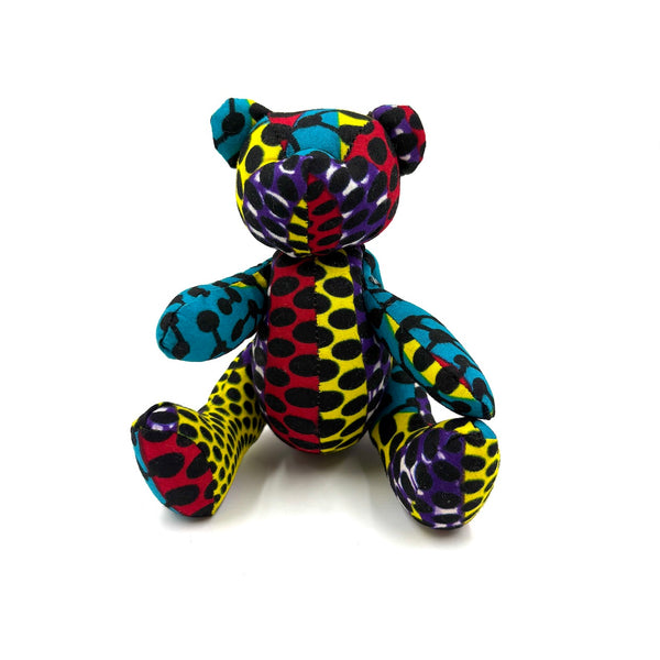 アフリカンプリント・テディベアw/ギフトバッグ - ルビー・トワイライト -