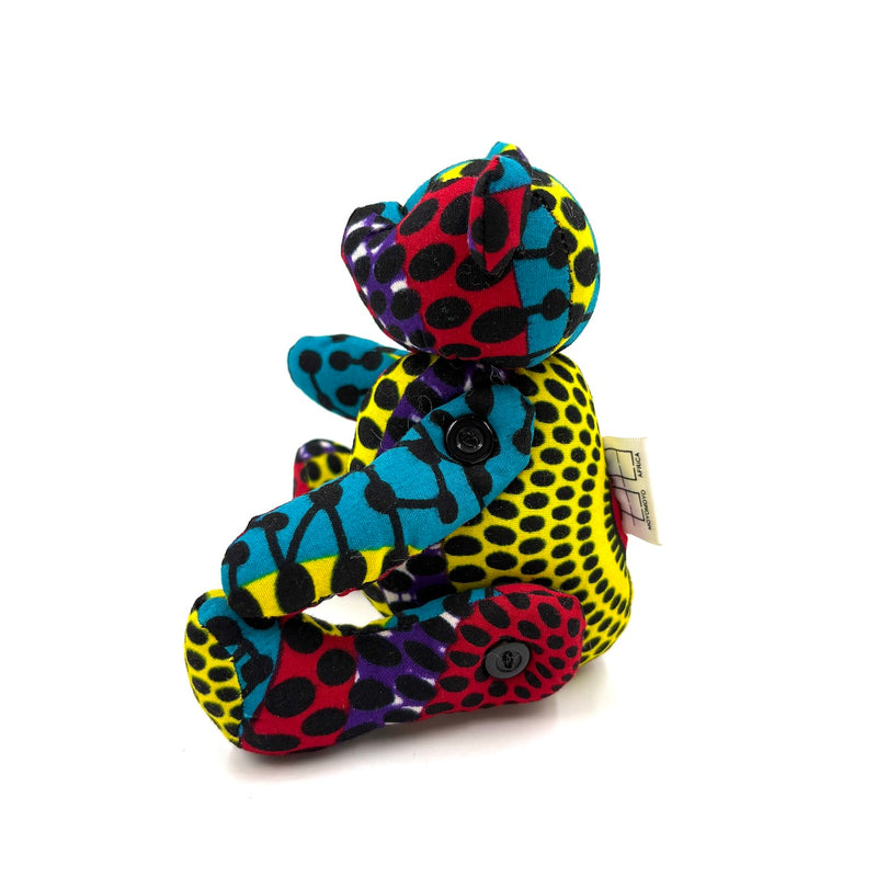 アフリカンプリント・テディベアw/ギフトバッグ - ルビー・トワイライト -