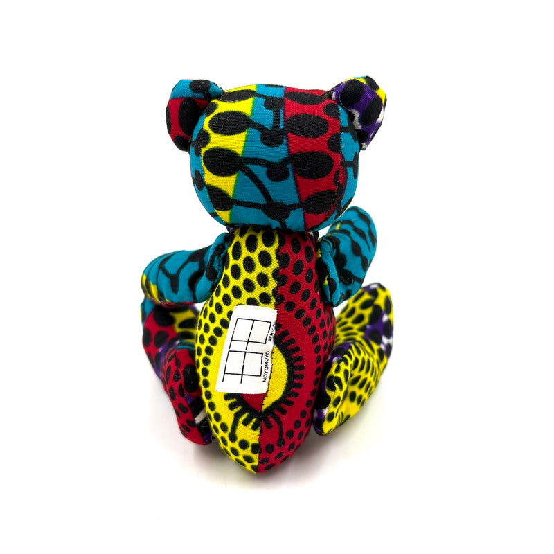 アフリカンプリント・テディベアw/ギフトバッグ - ルビー・トワイライト -