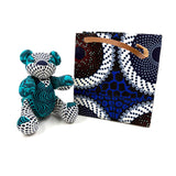 アフリカンプリント・テディベアw/ギフトバッグ - オーシャン・スピリット -