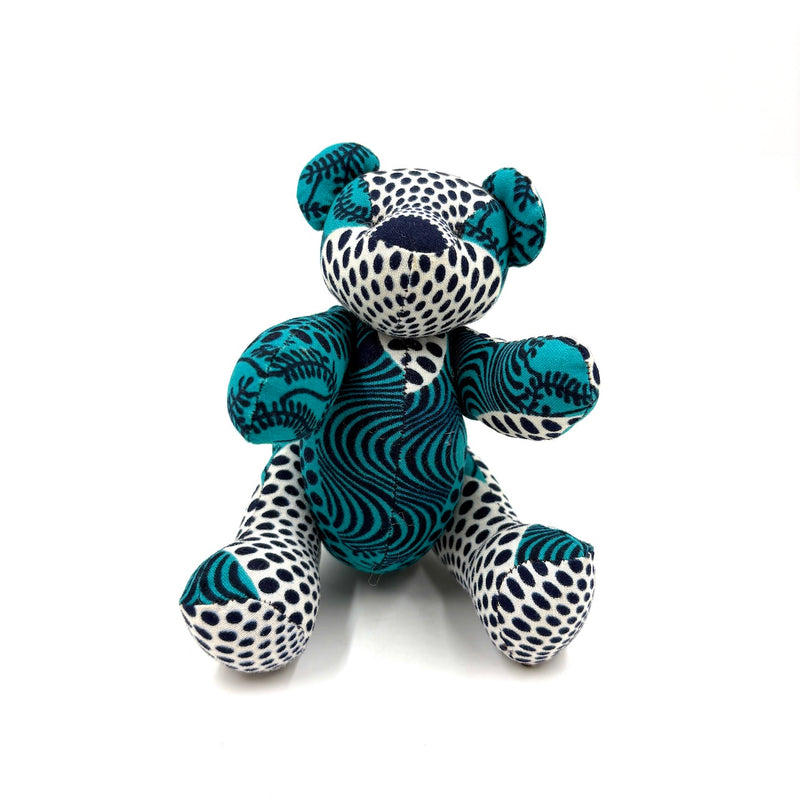 アフリカンプリント・テディベアw/ギフトバッグ - オーシャン・スピリット -