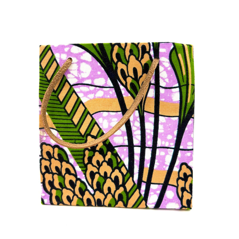 アフリカンプリント・テディベアw/ギフトバッグ - ピンク・ドリーム -