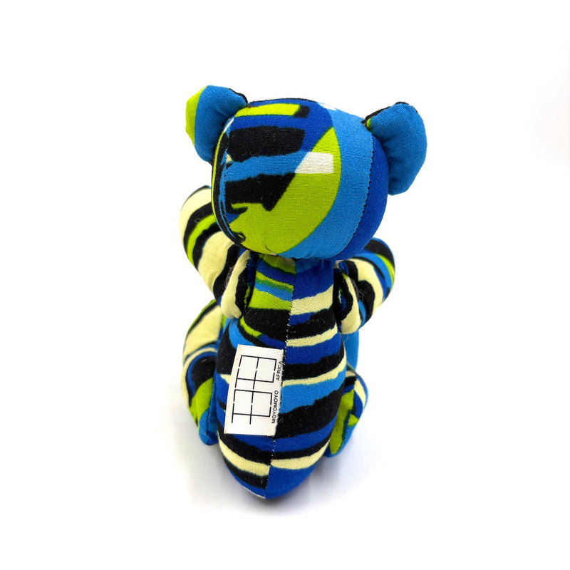 アフリカンプリント・テディベアw/ギフトバッグ - ブルー・エナジー -