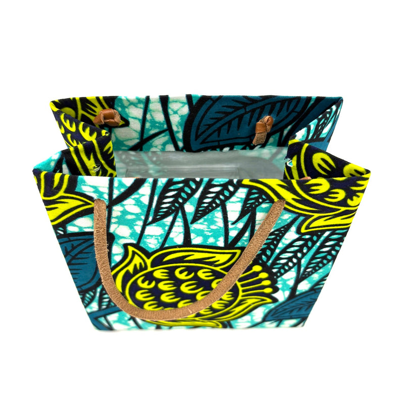 アフリカンプリント・テディベアw/ギフトバッグ - ブルー・エナジー -