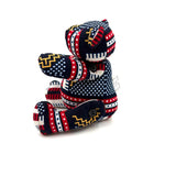 アフリカンプリント・テディベアw/ギフトバッグ - ネイビー・ビート -