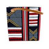 アフリカンプリント・テディベアw/ギフトバッグ - ネイビー・ビート -