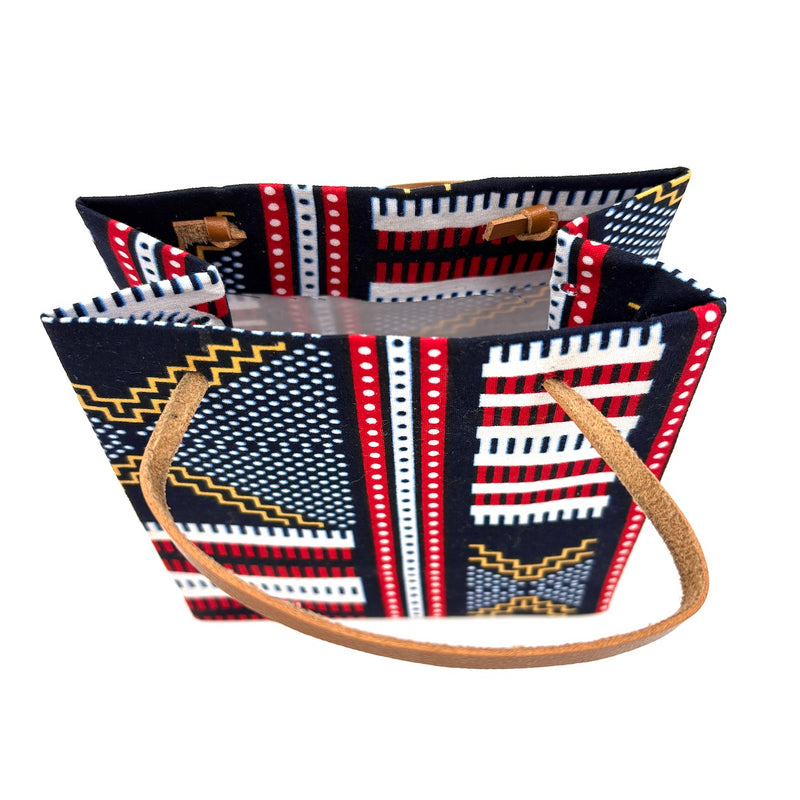 アフリカンプリント・テディベアw/ギフトバッグ - ネイビー・ビート -