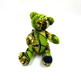 アフリカンプリント・テディベアw/ギフトバッグ - グリーン・フィレスト -