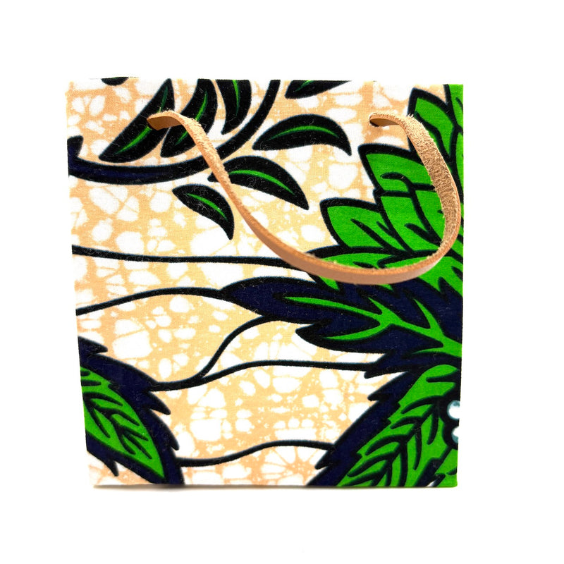 アフリカンプリント・テディベアw/ギフトバッグ - グリーン・フィレスト -