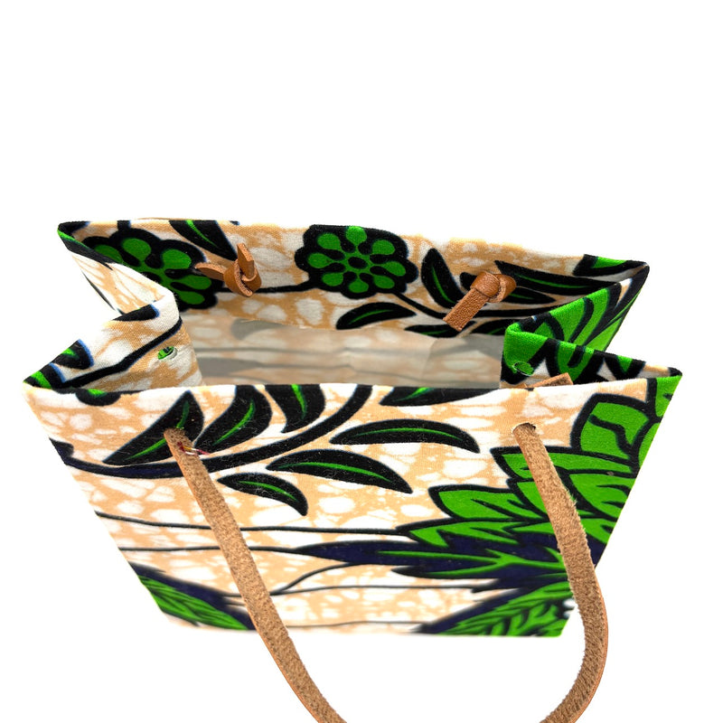 アフリカンプリント・テディベアw/ギフトバッグ - グリーン・フィレスト -