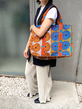 Zakuzaku Tote -I Blue Orange White & White Blue Yellow-