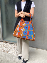 Zakuzaku Tote -I Blue Orange White & White Blue Yellow-
