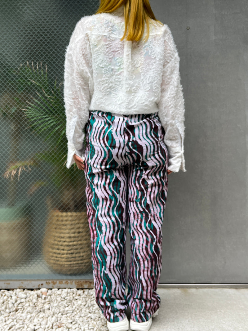 Relaxing pants -Battic Wavy Blue-