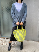 Kikoi Striped Bucket Tote - Green -