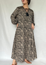 No.54【saruche】ショルダーパッチ前リボンワンピース - ブラック -