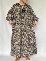 No.54【saruche】ショルダーパッチ前リボンワンピース - ブラック -