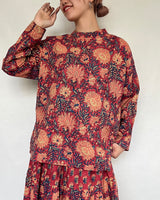 No.6【saruche】ハイネックバックリボントップス - ワイン -