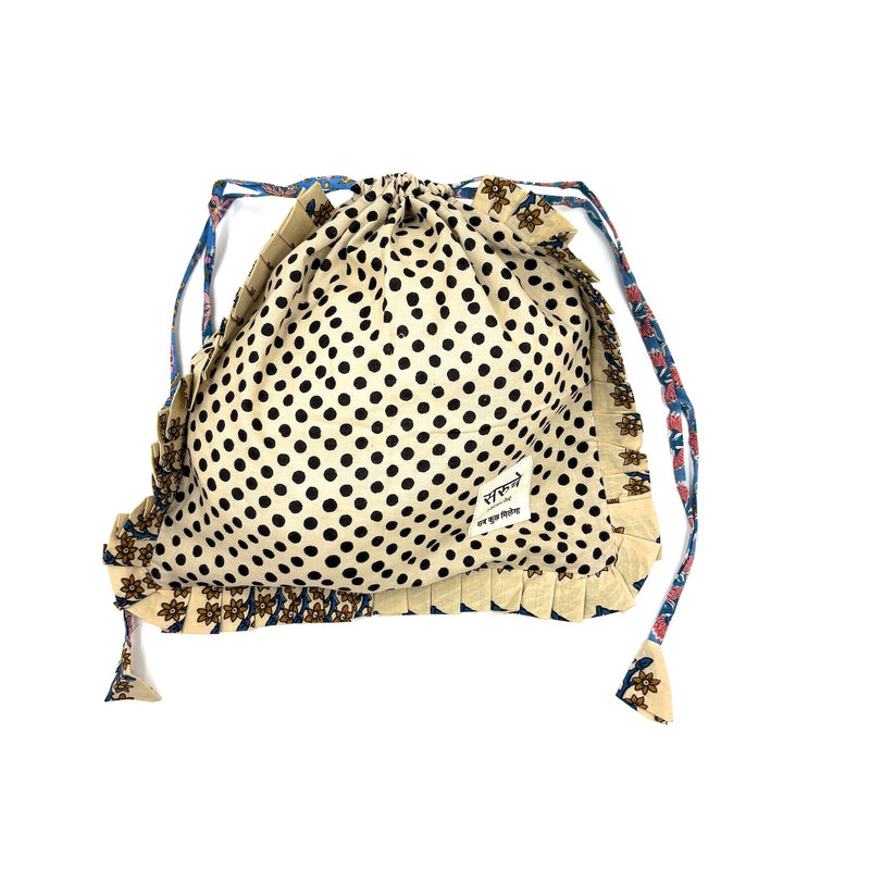 【saruche】ショッパーバッグM - ドット・ベージュ -