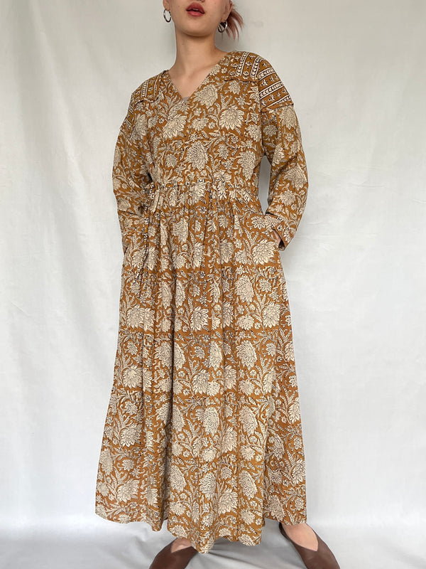 No.48【saruche】ショルダーパッチカシュクールワンピース - マスタード -