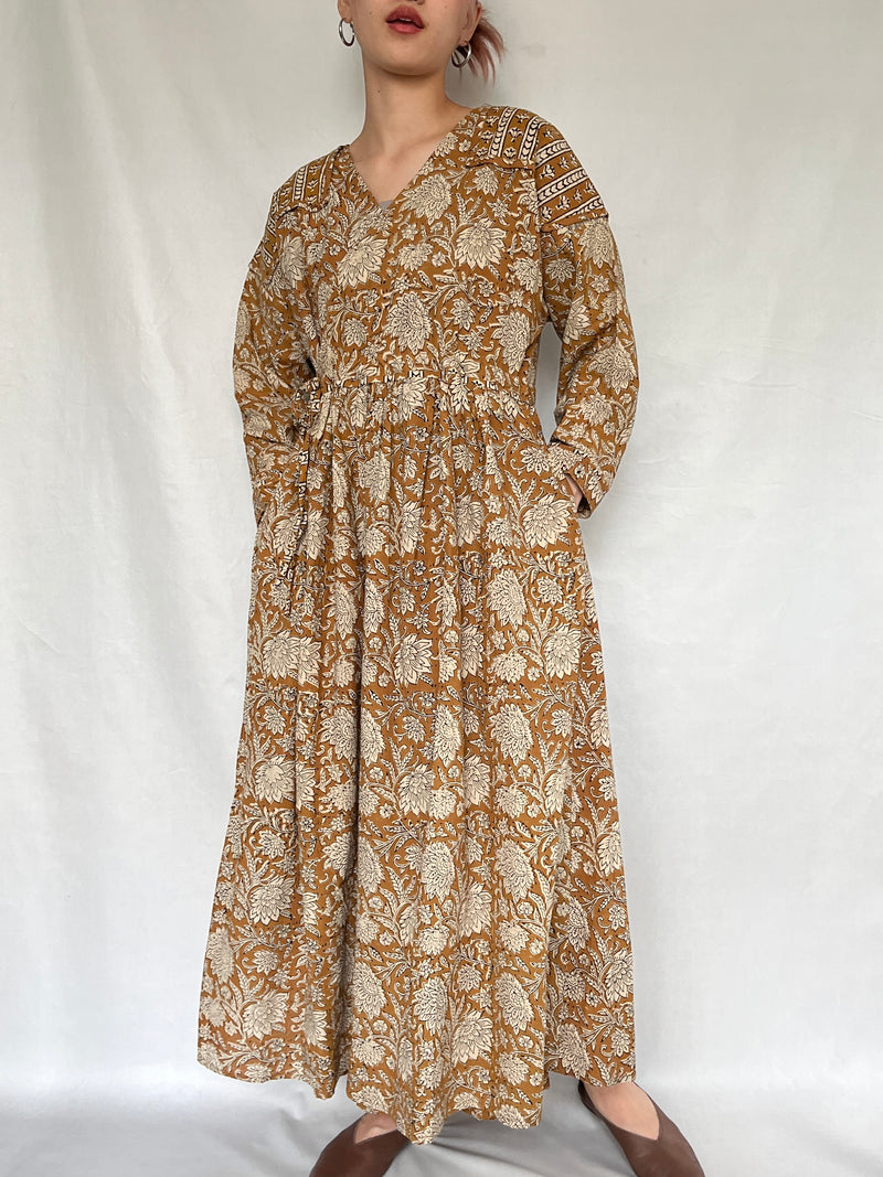 No.48【saruche】ショルダーパッチカシュクールワンピース - マスタード -