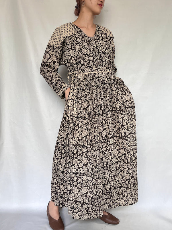 No.46【saruche】ショルダーパッチカシュクールワンピース - ブラック -