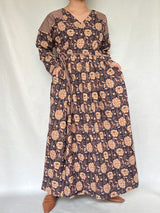 No.47【saruche】ショルダーパッチカシュクールワンピース - ブラウン -