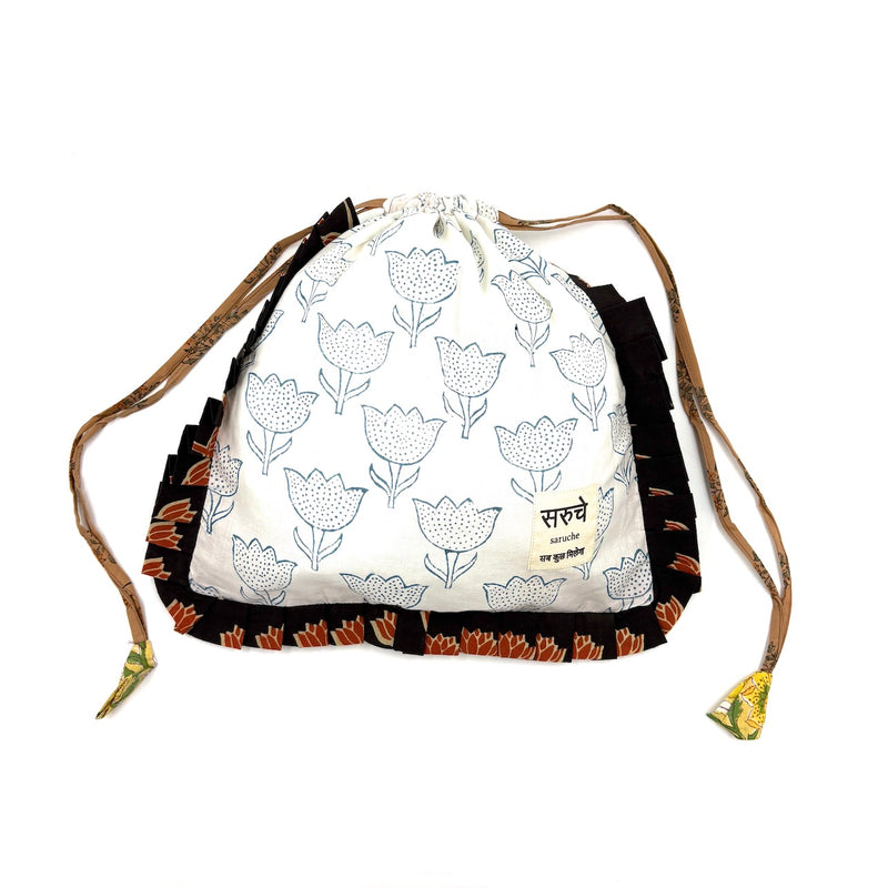 【saruche】ショッパーバッグM - ホワイト・チューリップ -