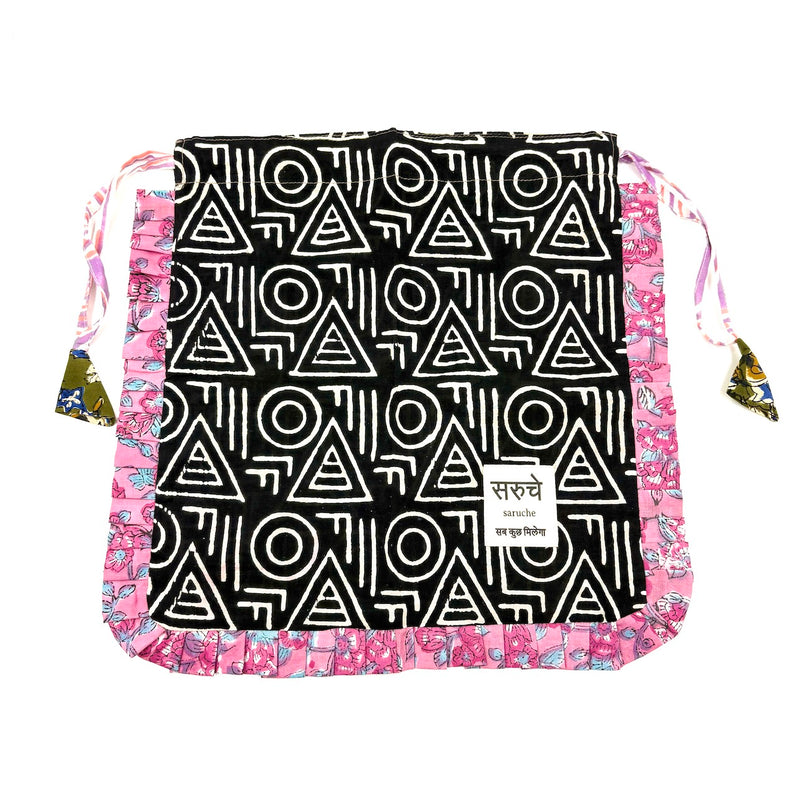 【saruche】ショッパーバッグM - トライバル・ブラック -