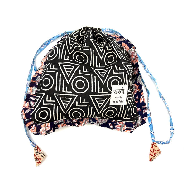 【saruche】ショッパーバッグM - トライバル・ブラック -