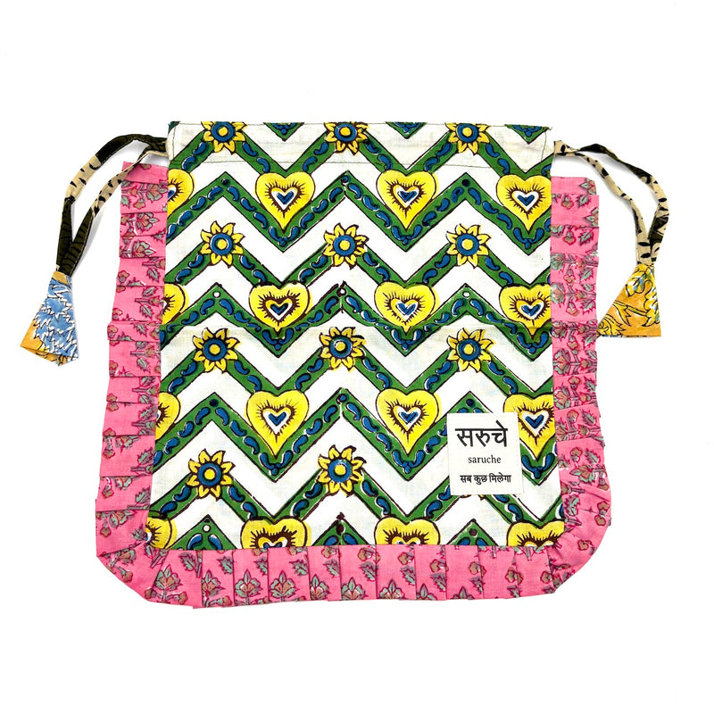 【saruche】ショッパーバッグS - エメラルド・ウェーブ -