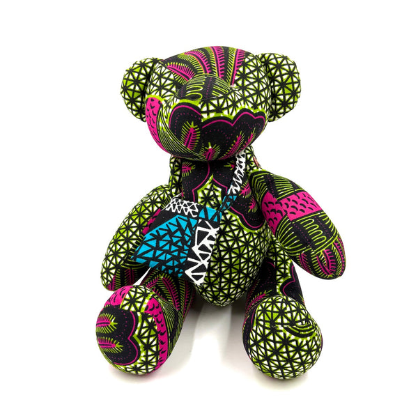 アフリカンプリント・ビッグテディw/ギフトバッグ - リーフシンフォニー -