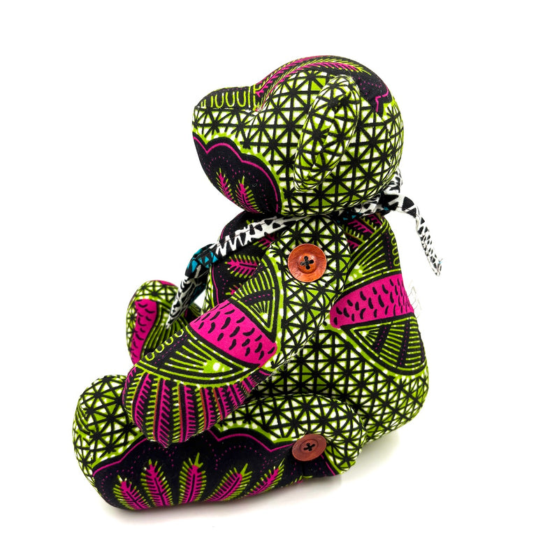 アフリカンプリント・ビッグテディw/ギフトバッグ - リーフシンフォニー -