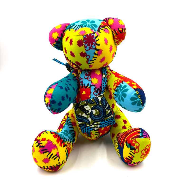 アフリカンプリント・ビッグテディw/ギフトバッグ - カラフルブーケ -