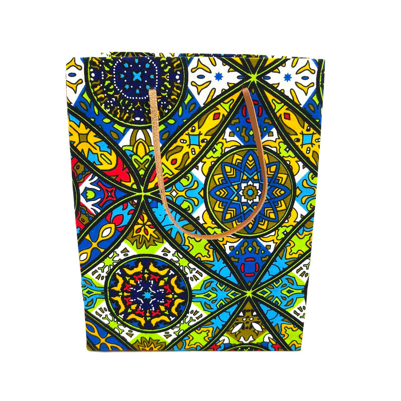 アフリカンプリント・ビッグテディw/ギフトバッグ - ブルーオルナ -