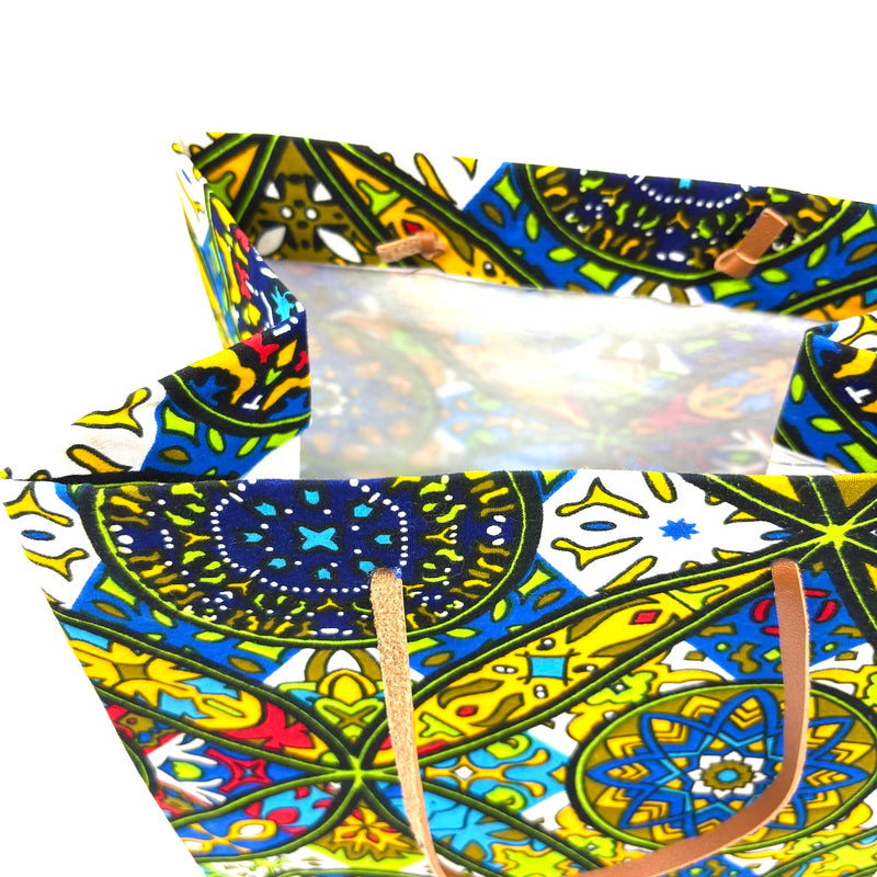 アフリカンプリント・ビッグテディw/ギフトバッグ - ブルーオルナ -