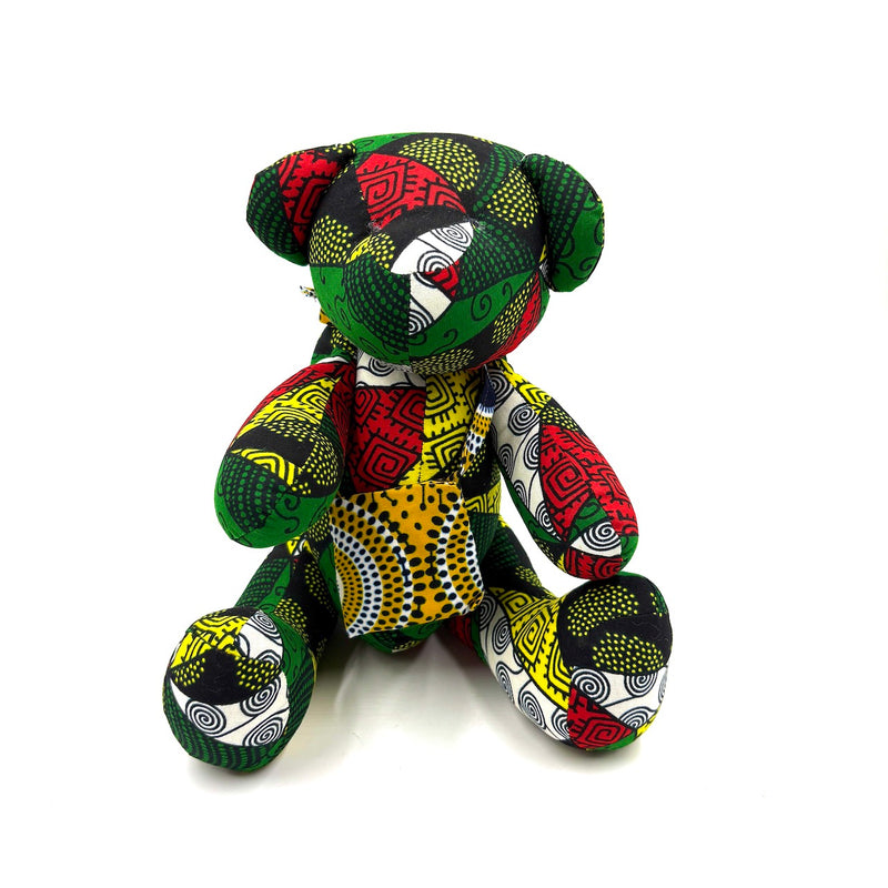 アフリカンプリント・ビッグテディw/ギフトバッグ - グリーンスピリット -