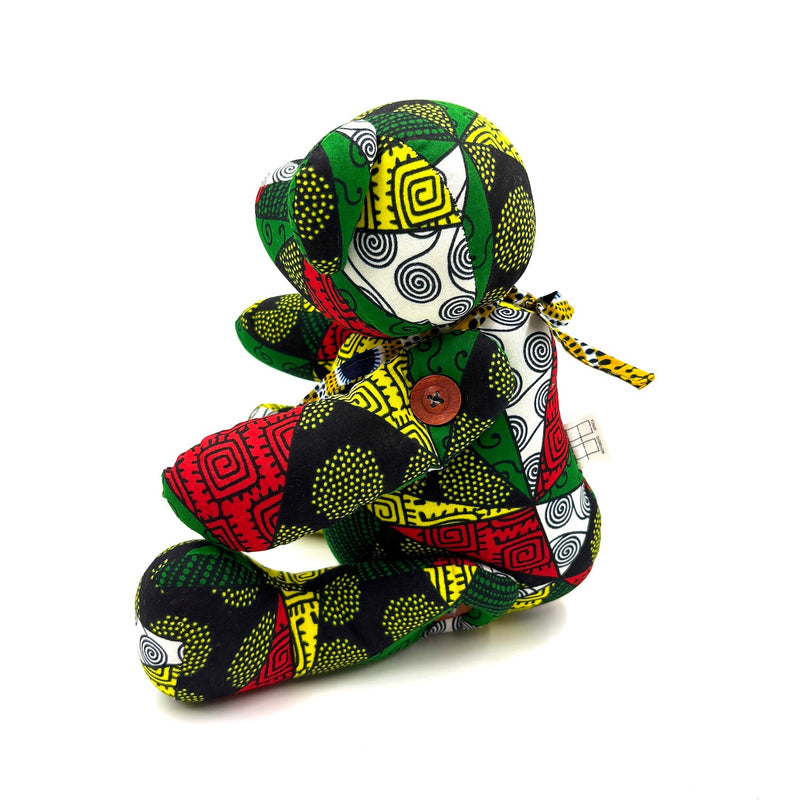 アフリカンプリント・ビッグテディw/ギフトバッグ - グリーンスピリット -