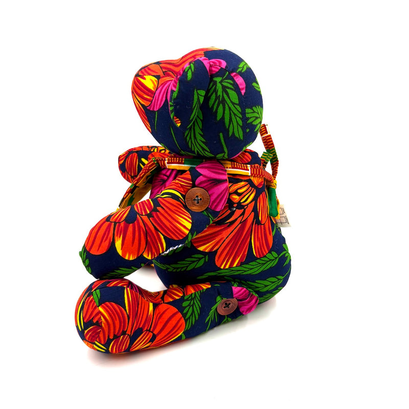 アフリカンプリント・ビッグテディw/ギフトバッグ - フラワーバースト -