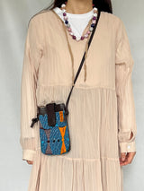 レザーモシェット・ダークブラウン - ハイライフ・ブルー -