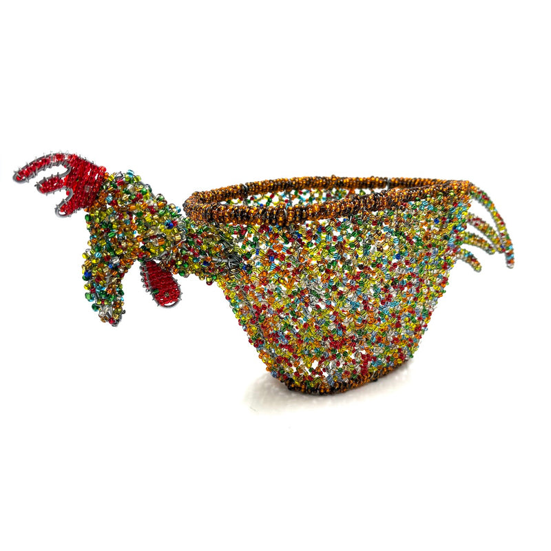 ニワトリ・ビーズ・バスケットS-カラフル-