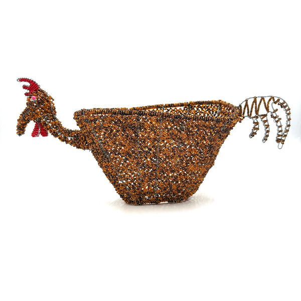 ニワトリ・ビーズ・バスケットL-オレンジ-