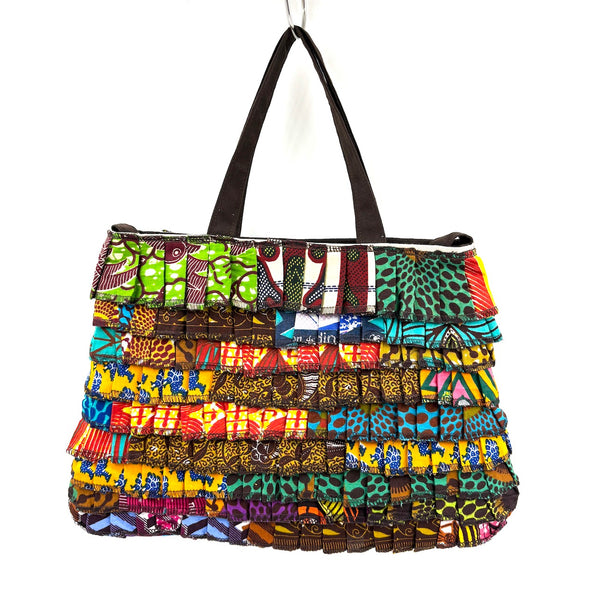 アフリカンプリント・フリル・スクエアバッグ - １ -